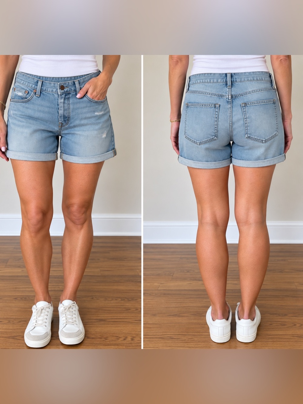 GAP Light Blue Rolled Hem Denim Shorts